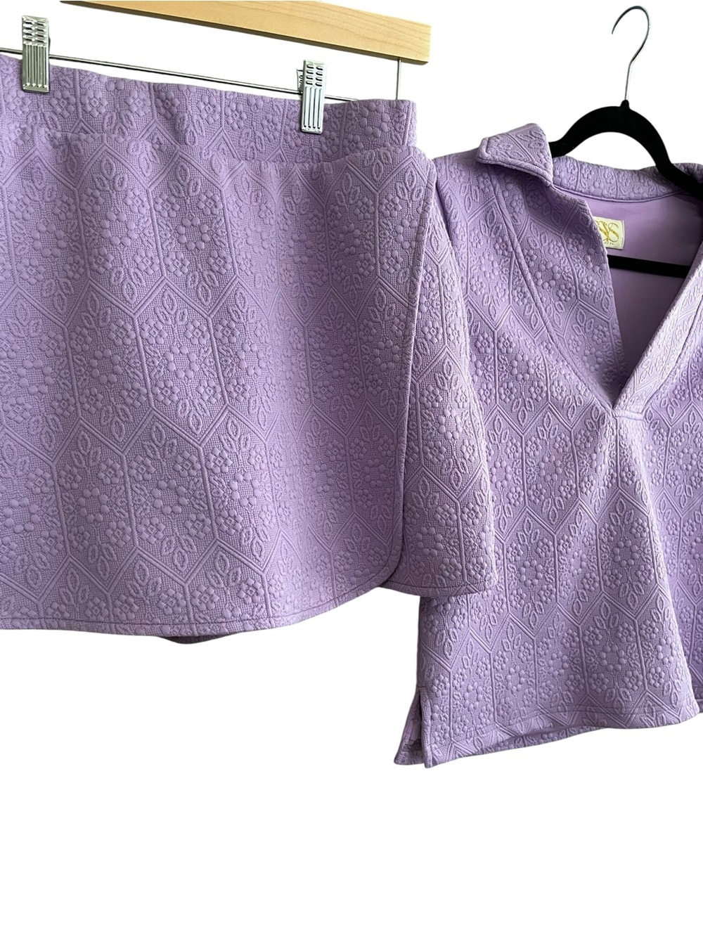 SSYS The Label Lavender Geometric Jacquard Polo & Skort Set Size Small